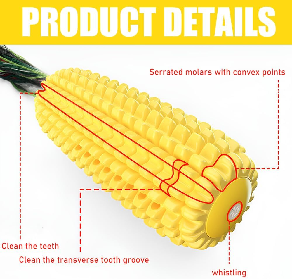 Dog Chew Toys, Almost Indestructible Dog Toothbrush, Interactive Corn Toys, Puppy Teeth Chew Toy, Dog Toys Corn Stick, Suitable for Small Medium Dog image number 2