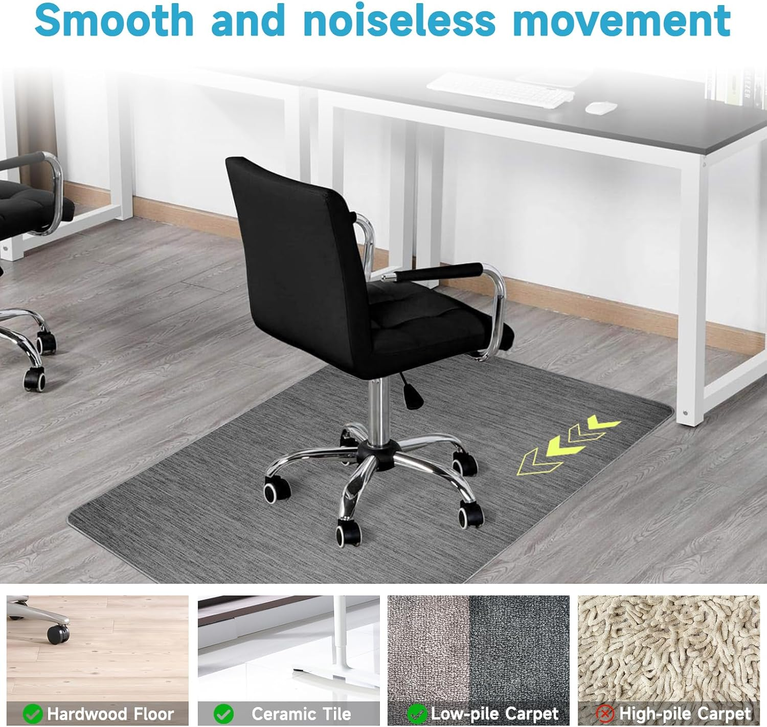 Office Chair Mat for Hardwood,Carpet Protector Chair Mats,Heavy Duty Desk Chair Mat for Rolling Chair,Anti-Slip Floor Protector Chair Mat for Home Office (100 * 120 Cm) image number 1