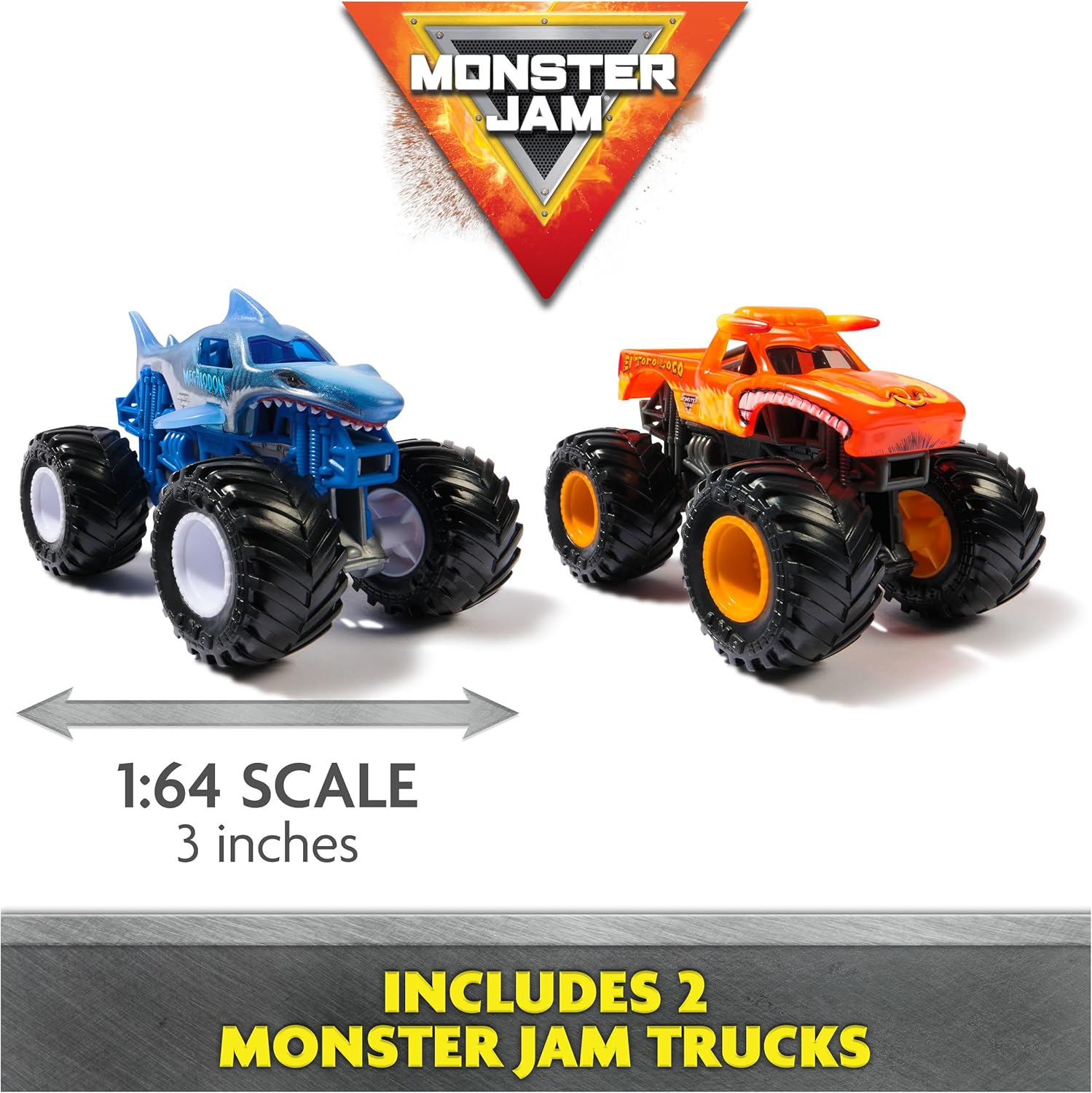 Monster Jam, Supercharge Speedway Playset, Includes Megalodon and El Toro Loco 1:64 Scale Die-Cast Monster Trucks, Light up Monster Jam World Finals Track Kids&rsquo; Toys for Boys Aged 3 4 5 6+ image number 4