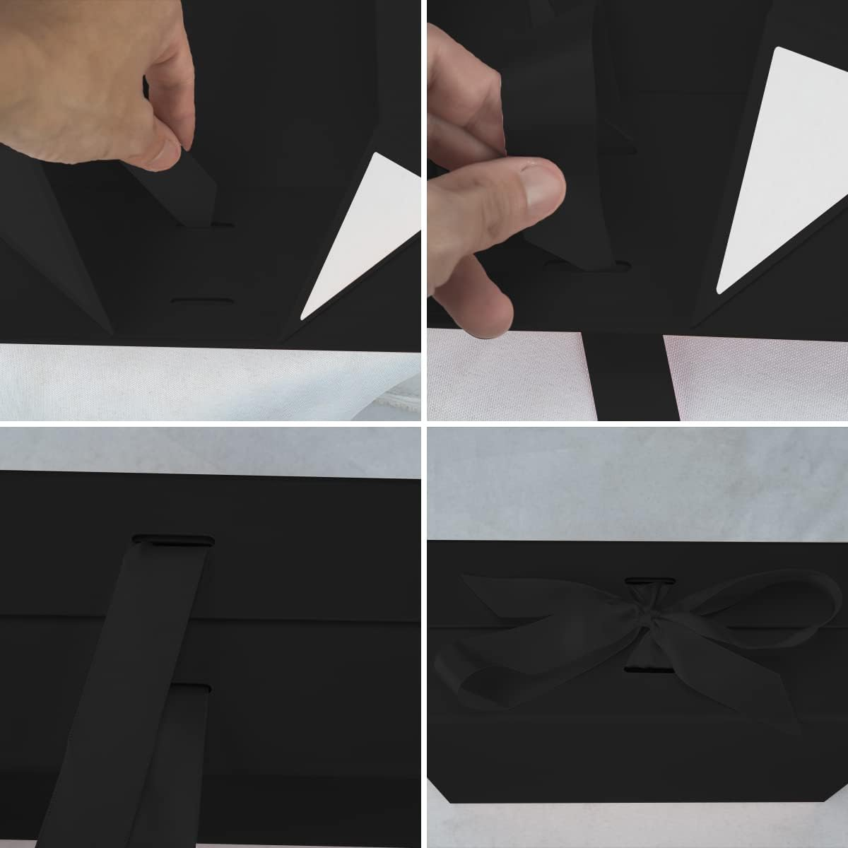 Premium Black Bridesmaid Proposal Box: Magnetic Closure, Luxury Gift with Ribbon for Presents, Birthdays, 23X17X7Cm (Black, 2Pcs) image number 2