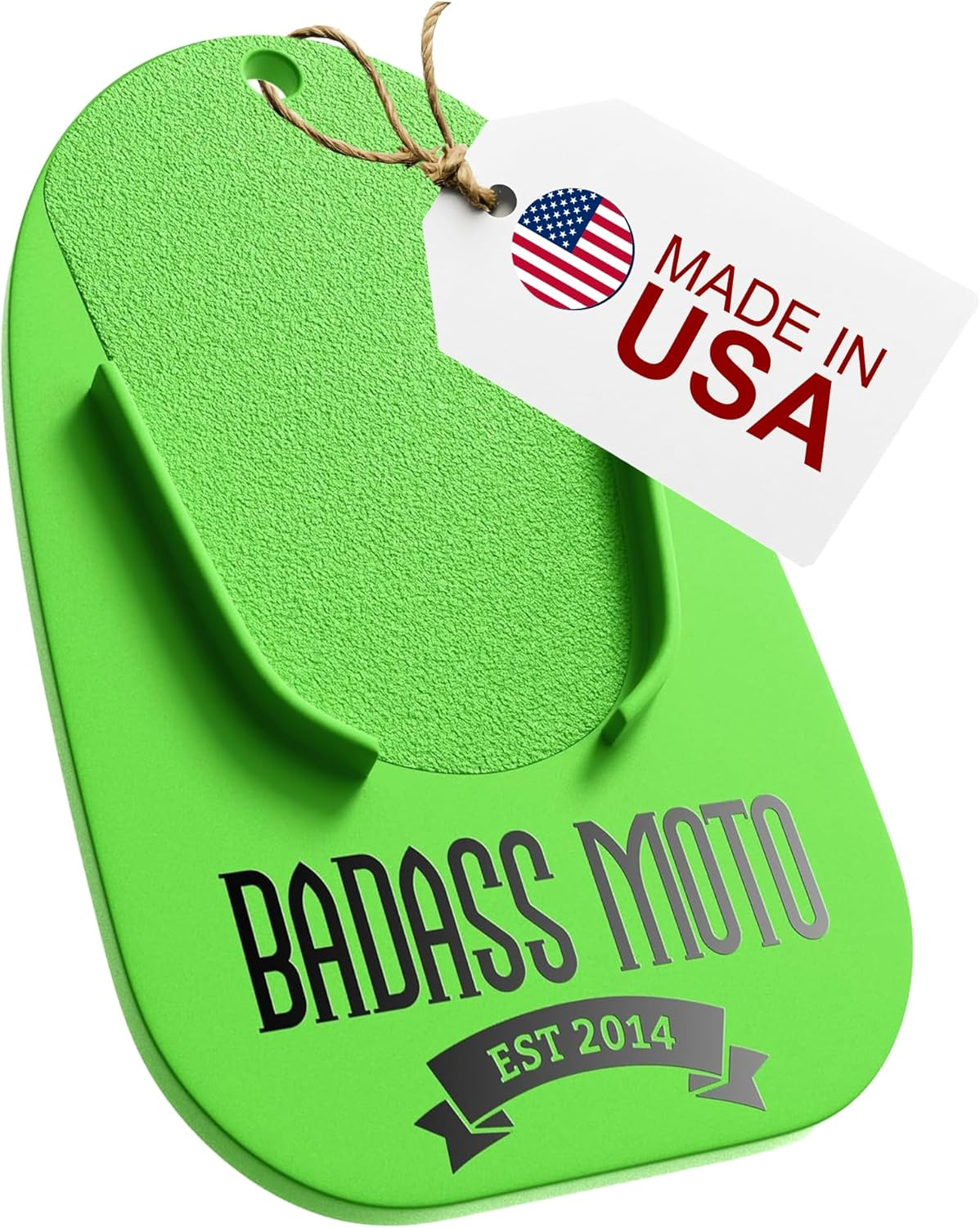 Badass Moto Gear Motorcycle Kickstand Pad - Green - American Made in USA. Durable Biker Kick Stand Coaster/Support Plate Color Choices. Rest or Park Your Bike on Hot Pavement Grass Soft Ground