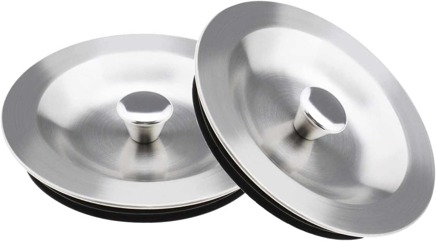 2PCS Stainless Steel Sink Drain Stopper 90Mm Plug with Rubber Seal, Fits 110Mm Kitchen Sink Drain Hole, Universal Sink Cover image number 1