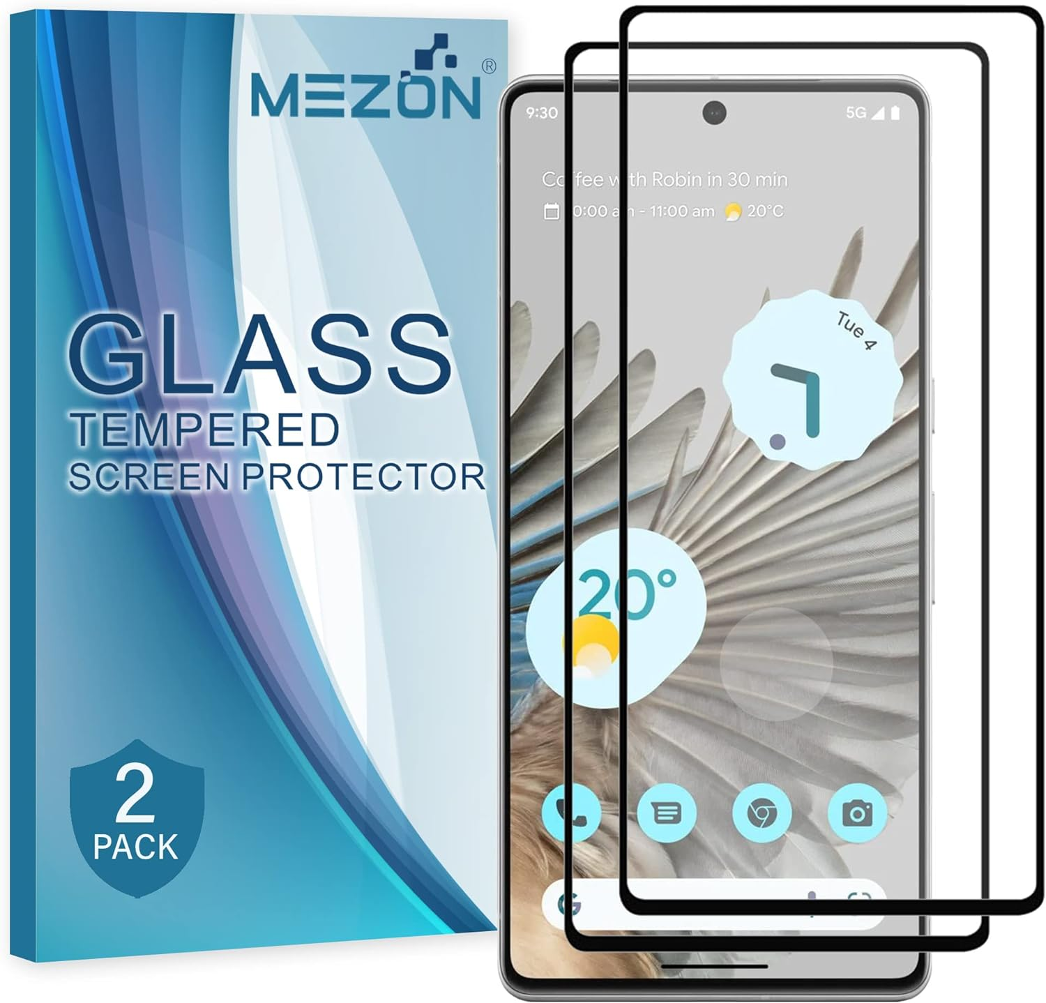 MEZON [2 Pack] Full Coverage Tempered Glass for Google Pixel 7 Pro (6.7") - Crystal Clear Premium 3D Edge 9H HD Screen Protector (Pixel 7 Pro, 9H Full) image number 3