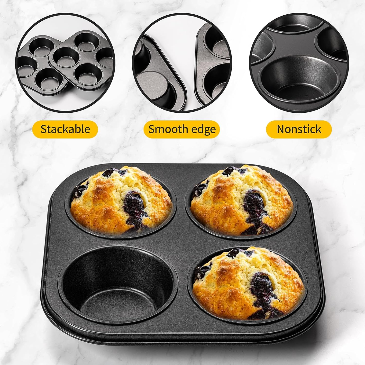 Air Fryer Muffin Pan, 2 Pack Cupcake Molds for Air Fryer and Toaster Oven, Nonstick Baking Pan for Countertop and Small Oven