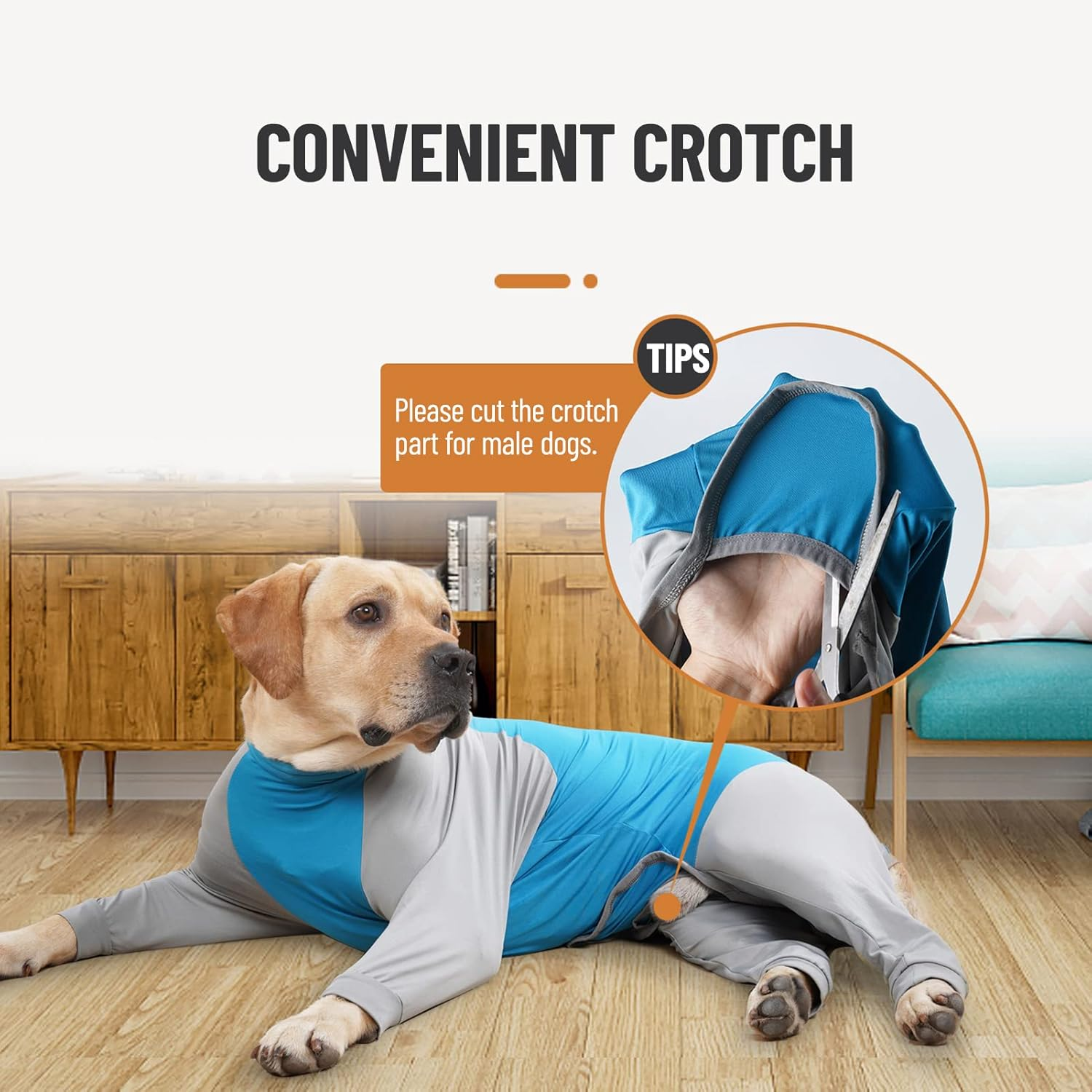 Dog Sweatshirts Four Legs Pet Jackets with Stretchy Fabric Splicing Color Turtleneck for Small Medium Large Dogs Comfortable Fit Blue image number 1