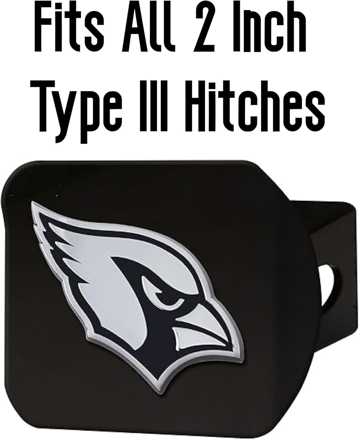 FANMATS 21486 Arizona Cardinals Black Metal Hitch Cover with Metal Chrome 3D Emblem - Houston Texans, Black/White image number 2