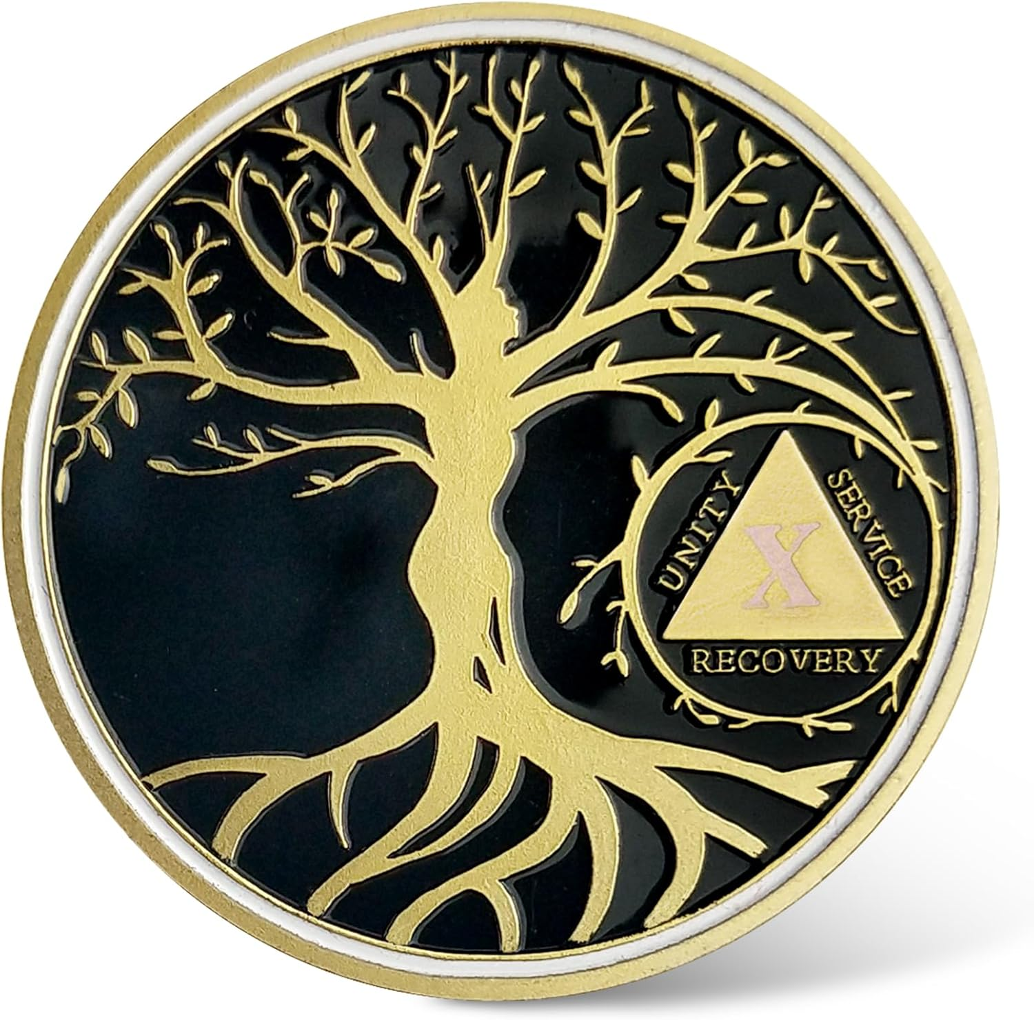 10 Year Sobriety Coin, Tree of Life AA Chips and Medallions Sobriety Recovery Chip Anniversary Sober Token Alcoholics Anonymous Recovery Gifts for Women Men - 10 Year image number 2