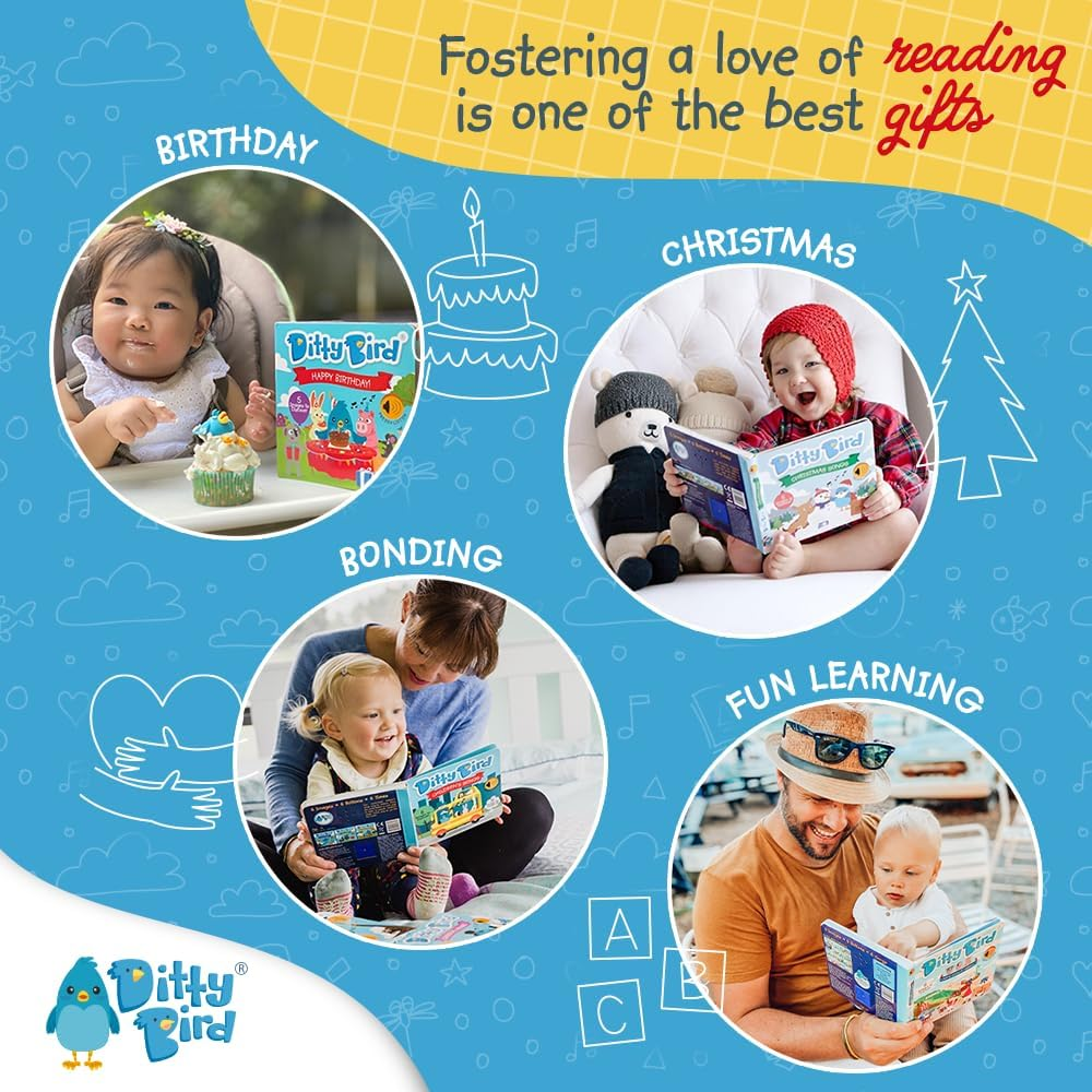 Ditty Bird Musical Books for Toddlers | Fun Children'S Nursery Rhyme Book | Rain, Rain, Go Away Book with Sound | Interactive Toddler Books for 1 Year Old to 3 Year Olds | Sturdy Baby Sound Books image number 2