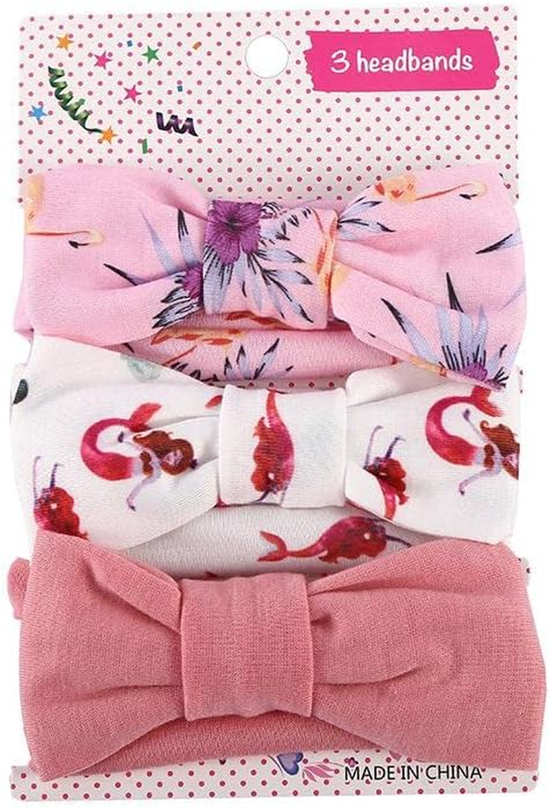 AIMALL 3Pcs/Set Baby Girl Infant Toddler Headband Wrap Top Knot Soft Single Bow Turban, Comfortable Fashion Accessories image number 3