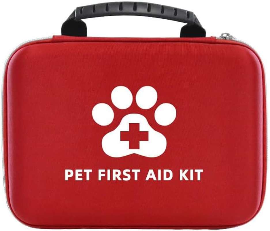 AIMALL Comprehensive Pet First Aid Kit, Cat and Dog Emergency Wound Treatment Pack, 101-Piece Set, Durable EVA and Oxford Fabric Case, Red