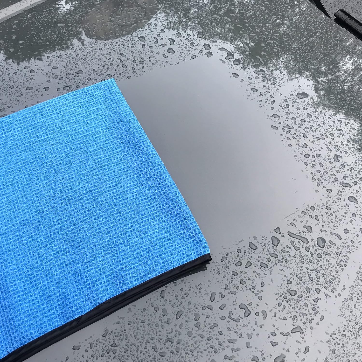 POLYTE Elite Microfiber Drying Towel (16X24, 4 Pack, Waffle, Blue) image number 3