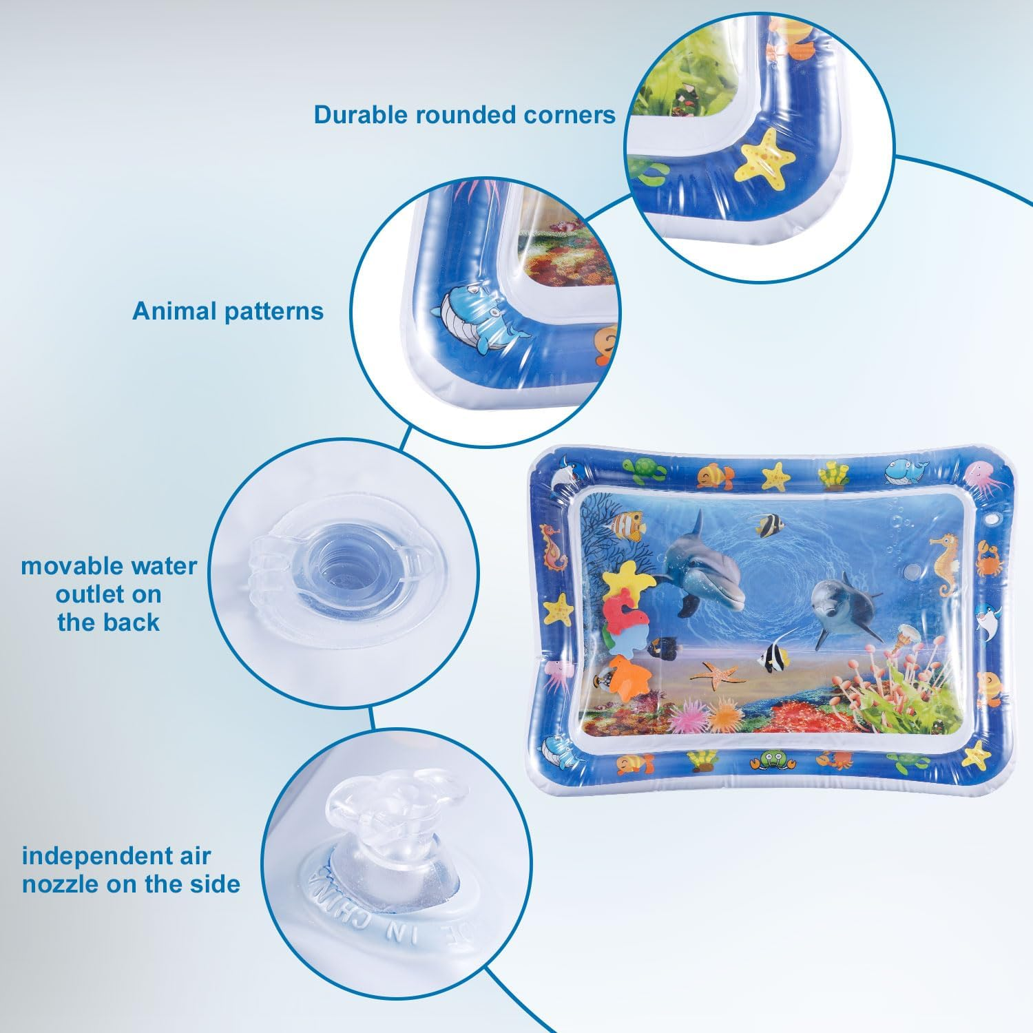 Gosknor Cat Water Play Mat, 25.59X19.69 Inch Kitty Sensory Water Mat Cool Comfort Pet Water Play Fun Water Sensory Bed Pad Toy for Dog Cat Pet Water Play Alone image number 5