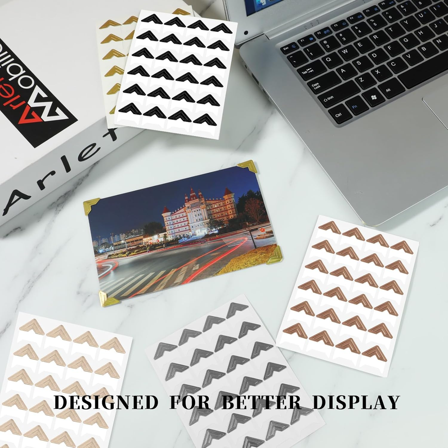 240 Pieces Photo Corners Self Adhesive Picture Corners for Scrapbooking, Photo Mounting Corners for DIY Scrapbook, Album, Journal, 10 Sheets image number 1