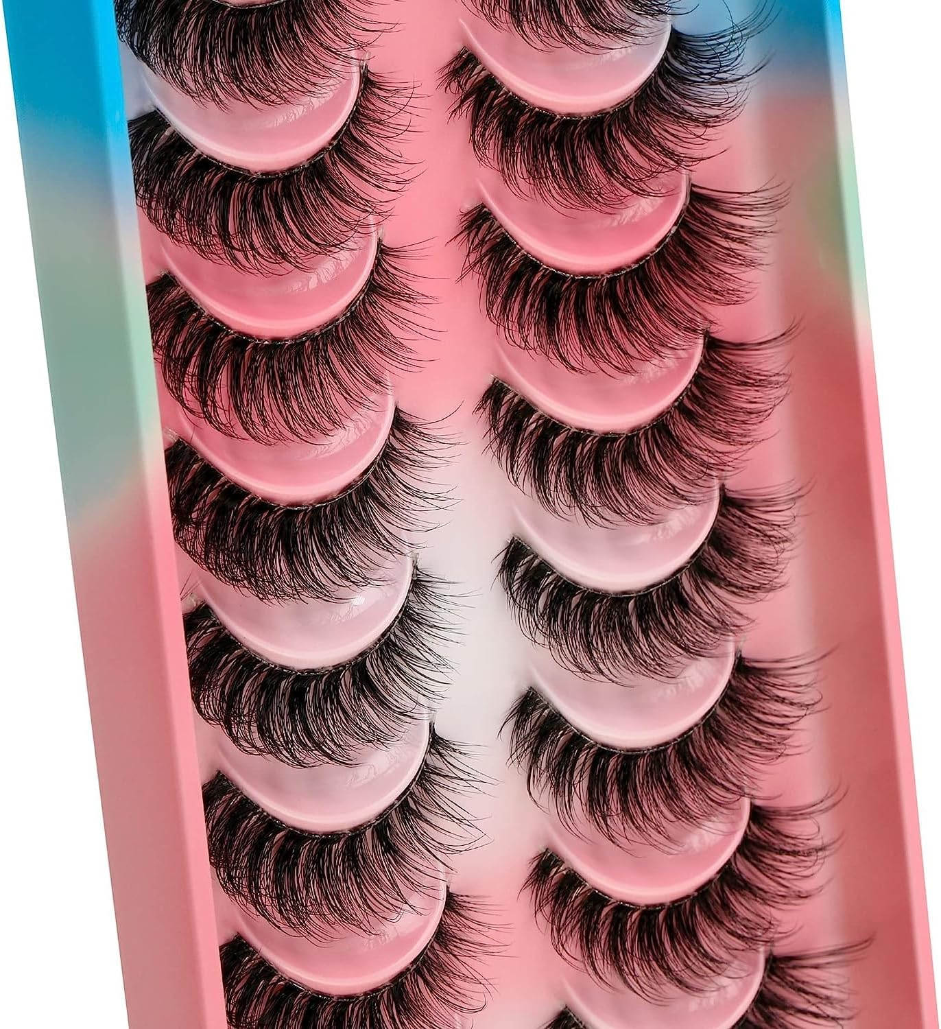 Clear Band False Eyelashes 10 Pairs 3D Natural Look Cat Eye Short Supernatural Cross Soft Reusable Lashes (AWH167) image number 2