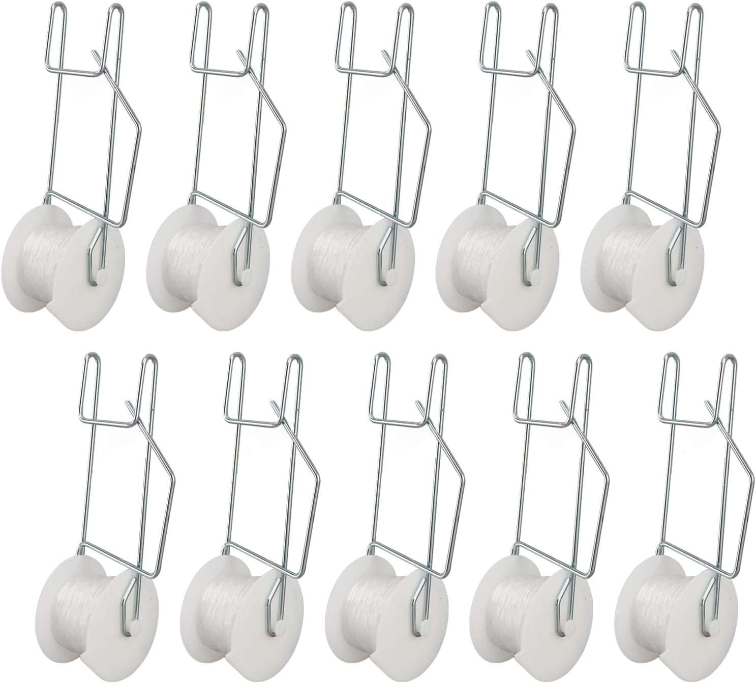 Tomato Trellis Roller Hooks, 10 Pcs Plant Support Hooks Galvanized Steel Wire PP Plant Roller Hooks for Tomato Flower Vine Twine Crop Trellis Kit image number 2