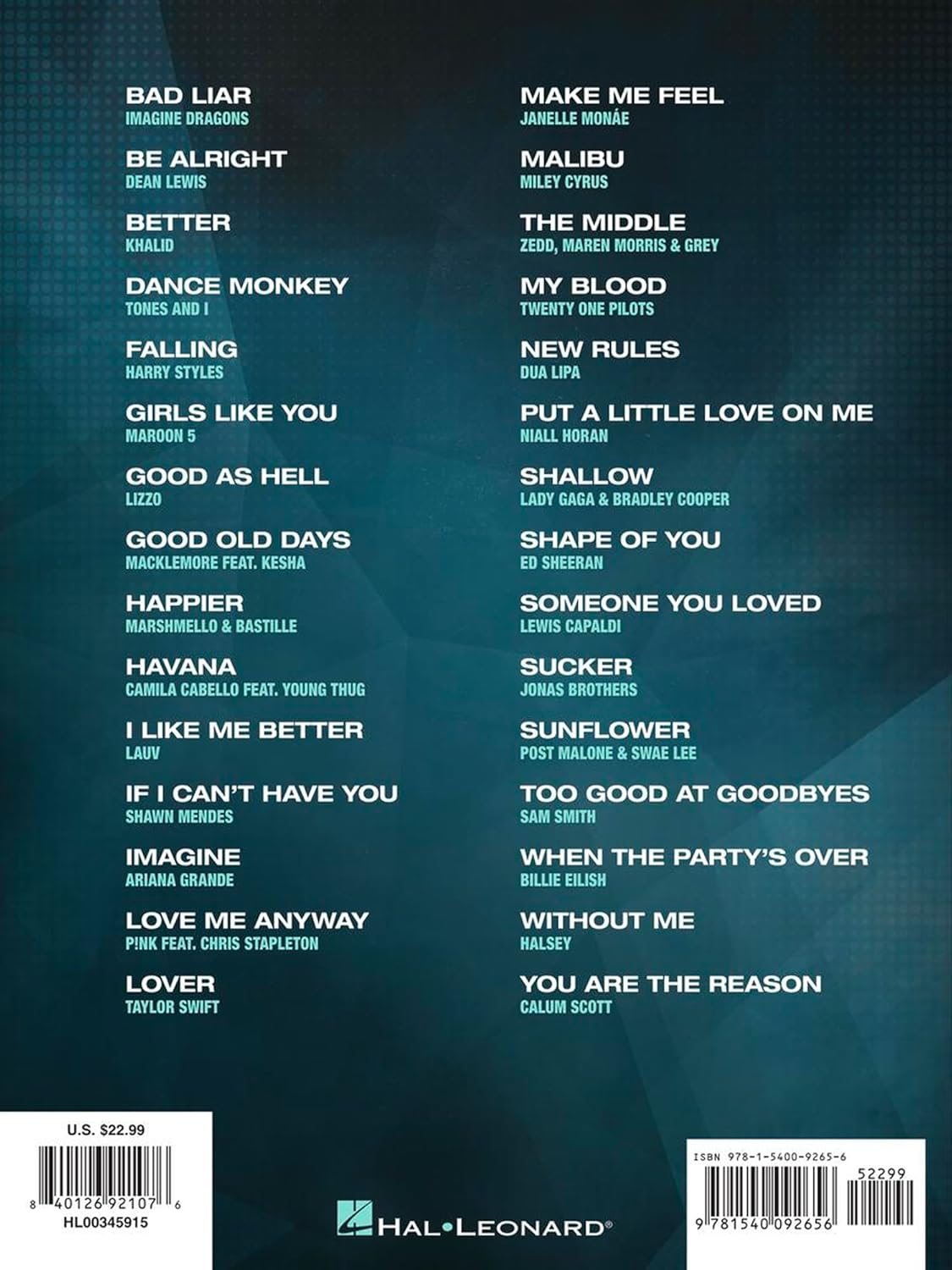 Hal Leonard Popular Sheet Music 30 Hits from 2017-2019 Songbook image number 2