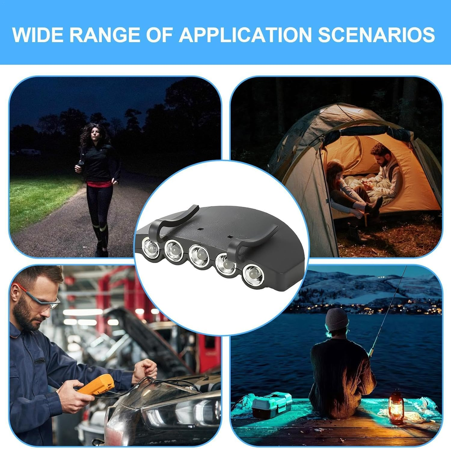 Led Hat Clip Light, Hat Brim Led Lamp, Cap Light with 5 Leds, Bright Hat Clip-On Lamp Headlamp Waterproof Ultra Bright Adjustable Hands-Free Equipment Hat Brim Headlamp Use for Hiking Camping image number 6