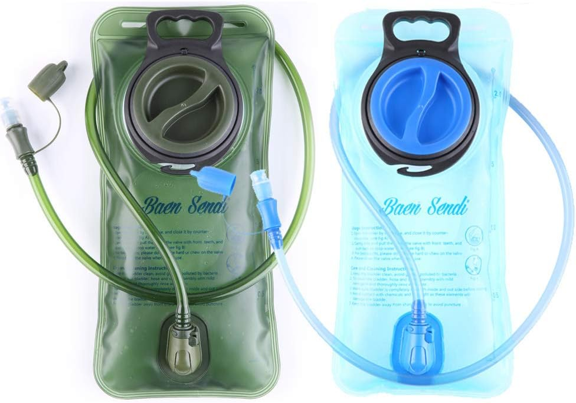 Hydration Bladder 2 Liter/70 Oz - Pack of 2(1 Piece Blue+1 Piece Armygreen) - BPA Free Hydration Pack, for Hiking Biking Climbing Cycling Running (2 Pack) image number 2