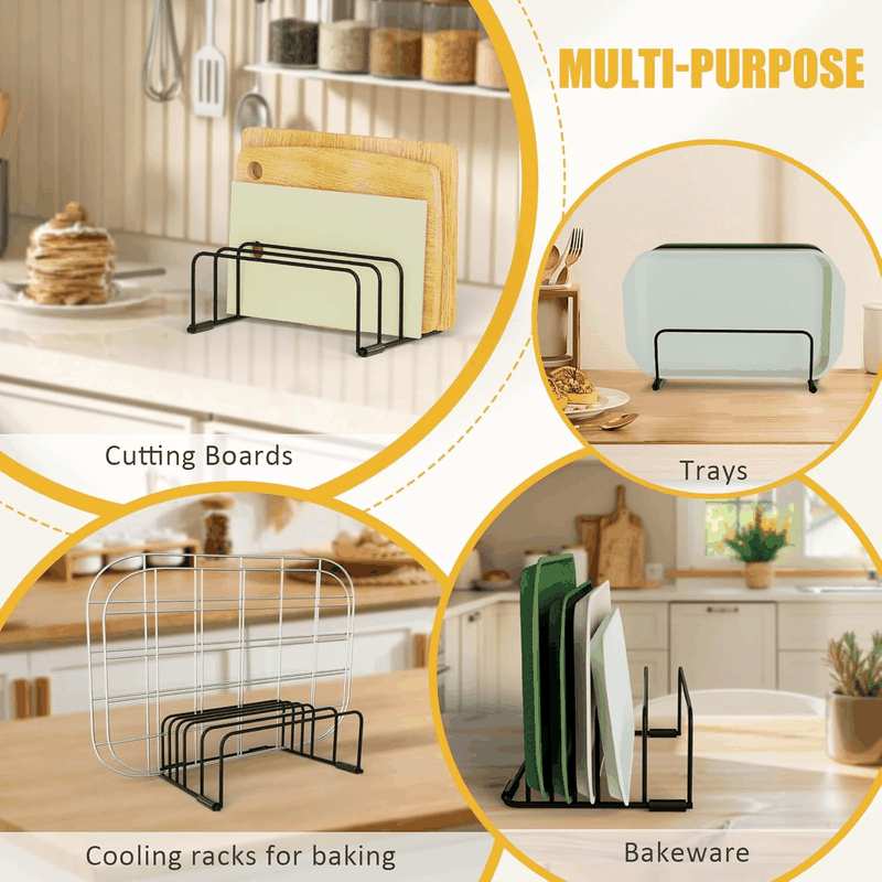 Chopping Board Holder Cutting Organizer Holder Rack Baking Cookie Pan Sheets Cooling Small Racks Storage Stand for Kitchen Cabinet Countertop Bakeware Organizer (2, Black) image number 6