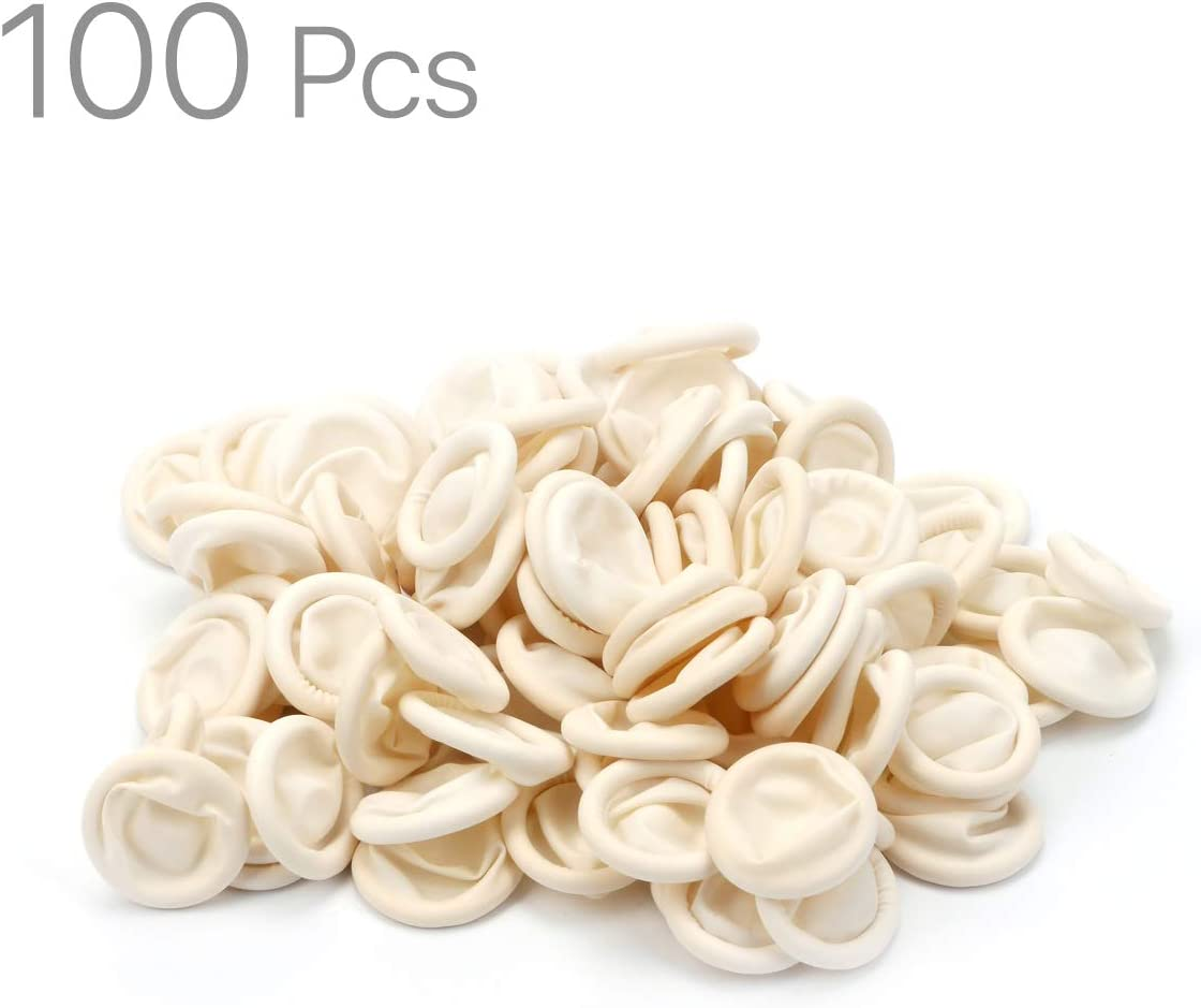 VANANA 100 Pcs Latex Rubber Finger Cap Cot Fingercot Protector Powder Free