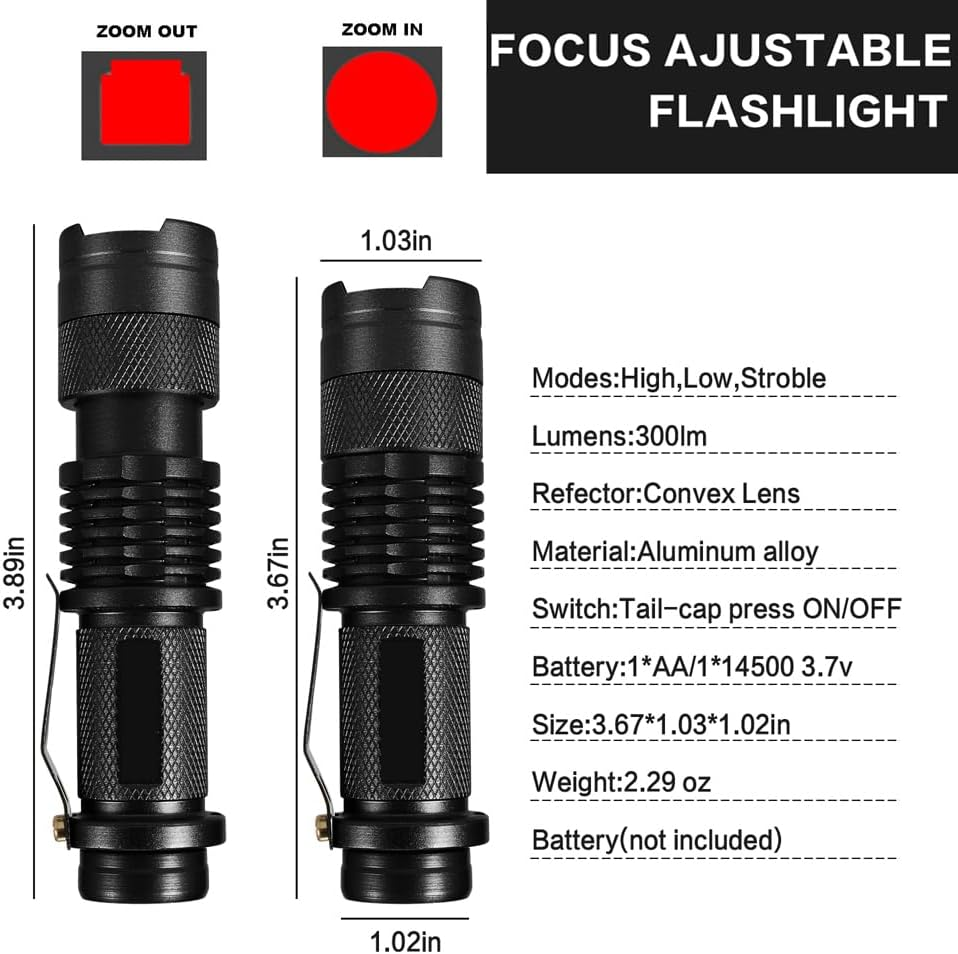 Red Light Flashlight, LED Flashlights with Clip for Hunting, Astronomy, Night Observation and Outdoor Activities (5 Pieces) image number 6