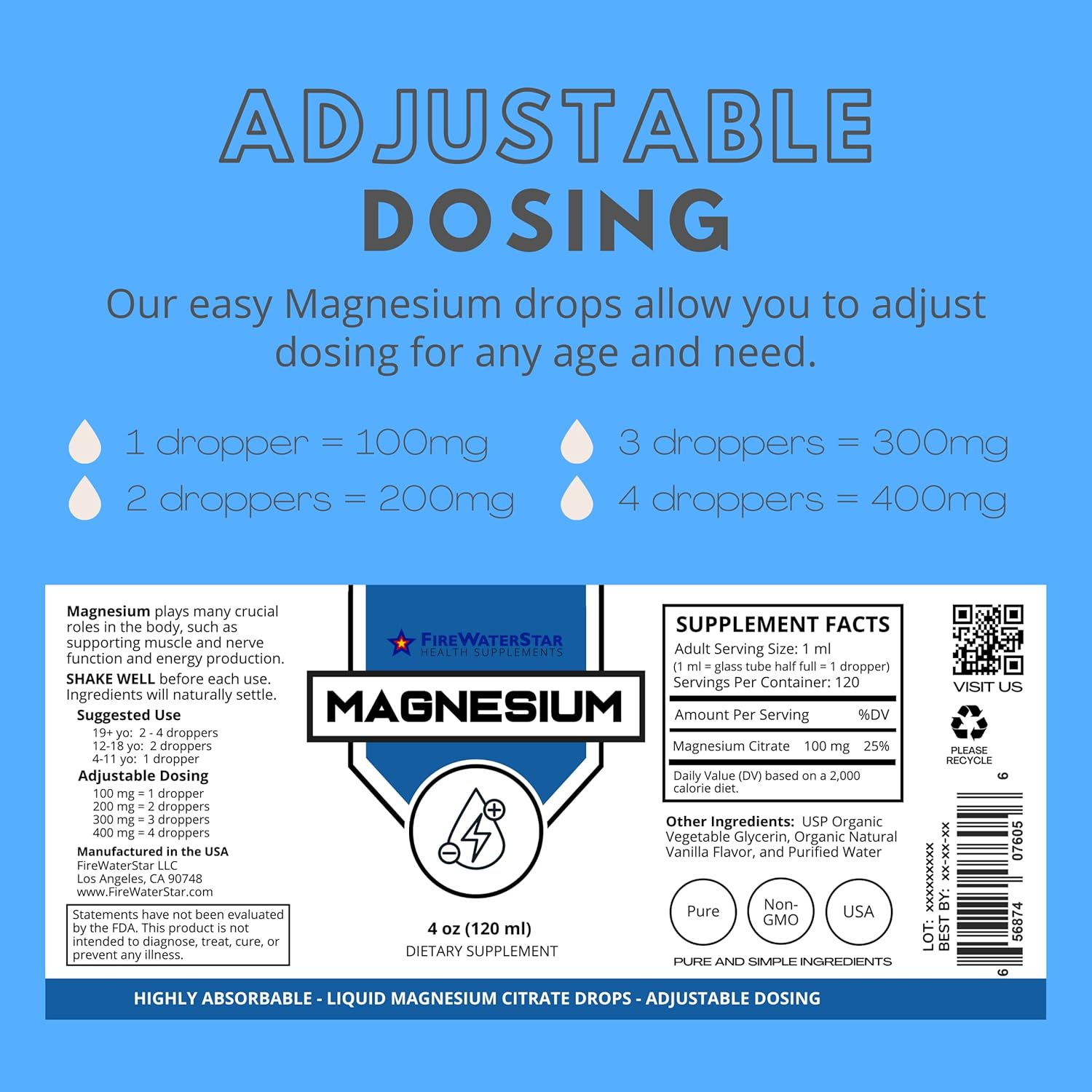 Liquid Magnesium - Easy Liquid Drops - 4Oz - 120 Servings - Highly Absorbable Magnesium Citrate - Organic, Non-Gmo, Vegan - Supports Muscles, Nerves, and Energy Production image number 5