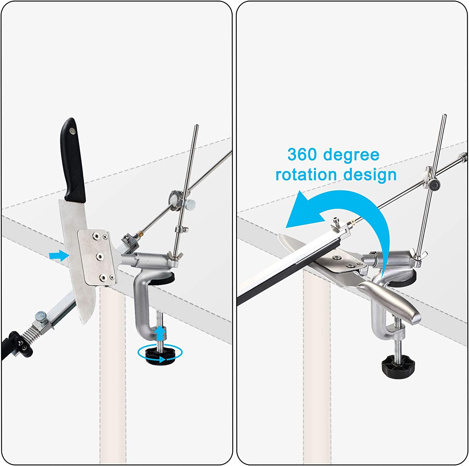 Knife Sharpener, IMAGE Stainless Steel Kitchen Knife Sharpener 240/400/600/1000 Degree Fixed Rotation Angle, Chef Knife Sharpener with 4 Whetstones image number 5