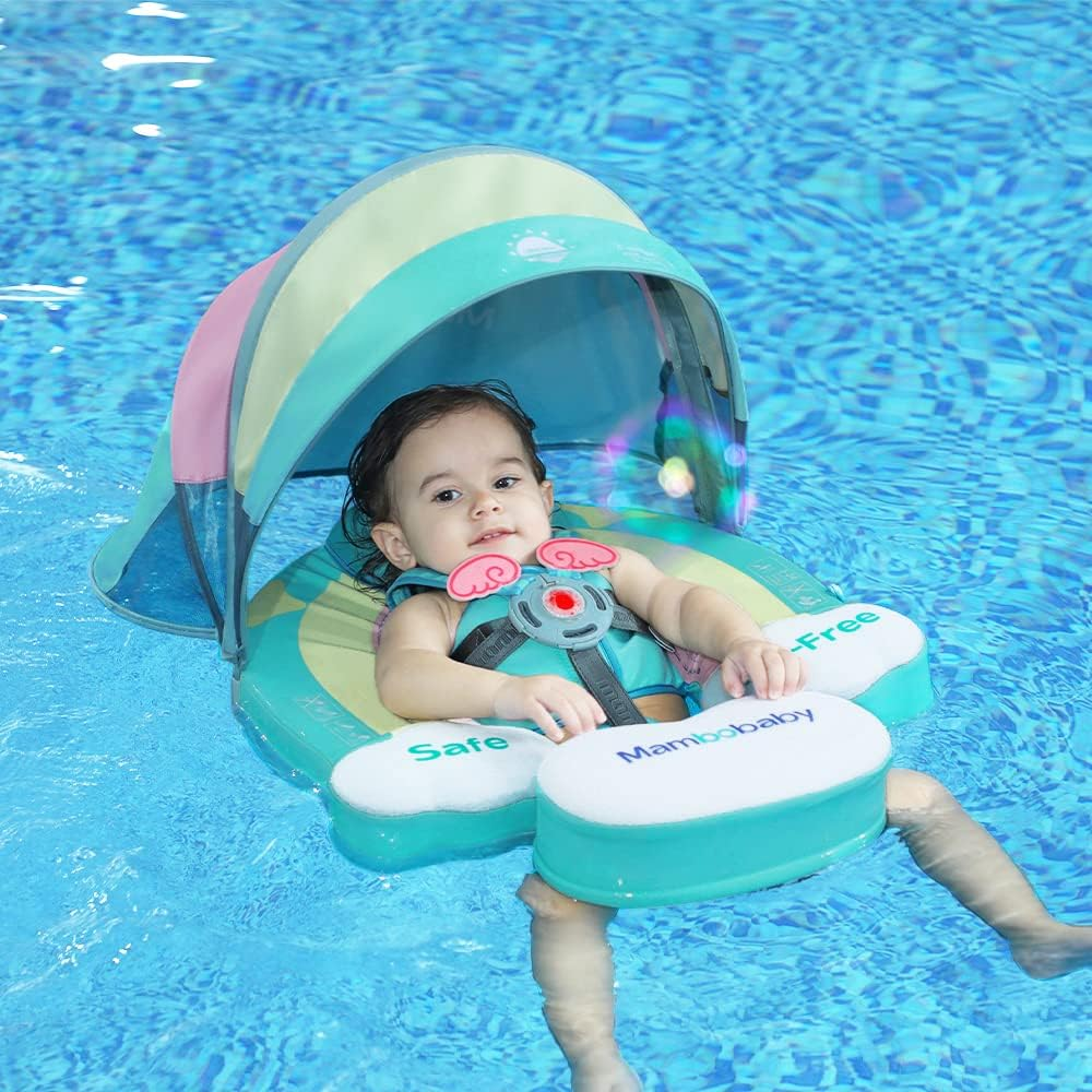 Upgraded Baby Pool Float Newest Mambobaby Swim Float Non-Inflatable Baby Floats with Canopy for 3-24 Months Float for Infant Swim Ring image number 4