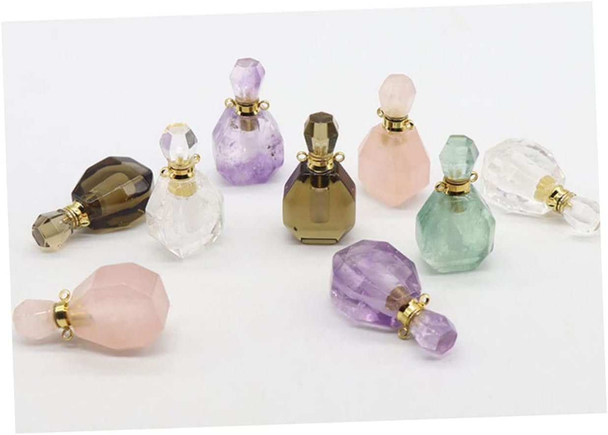 Pendants for Necklaces Crystal Pendants Amethyst Portable Perfume Container Glass Bottle for Essential Oils Accessories White Perfume Container Wishing Bottle image number 5