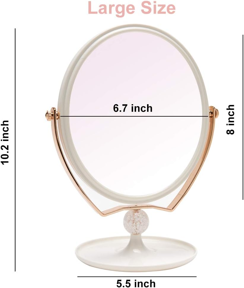 YEAKE Magnifying Makeup Vanity Mirror,Abs Plastic Double Sided 3X Magnification 360&deg;Swivel Beauty Make up Mirror Cosmetic Table Desk Mirror 8" Oval image number 4