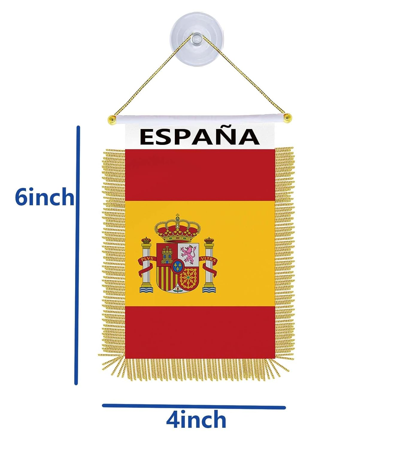 2 PCS Spain Suction Cup Hanger Hang Flag,4&times;6 Inch Small Spanish Hanging Banner,Tiny Printing Decor for Office Home Table Car image number 1