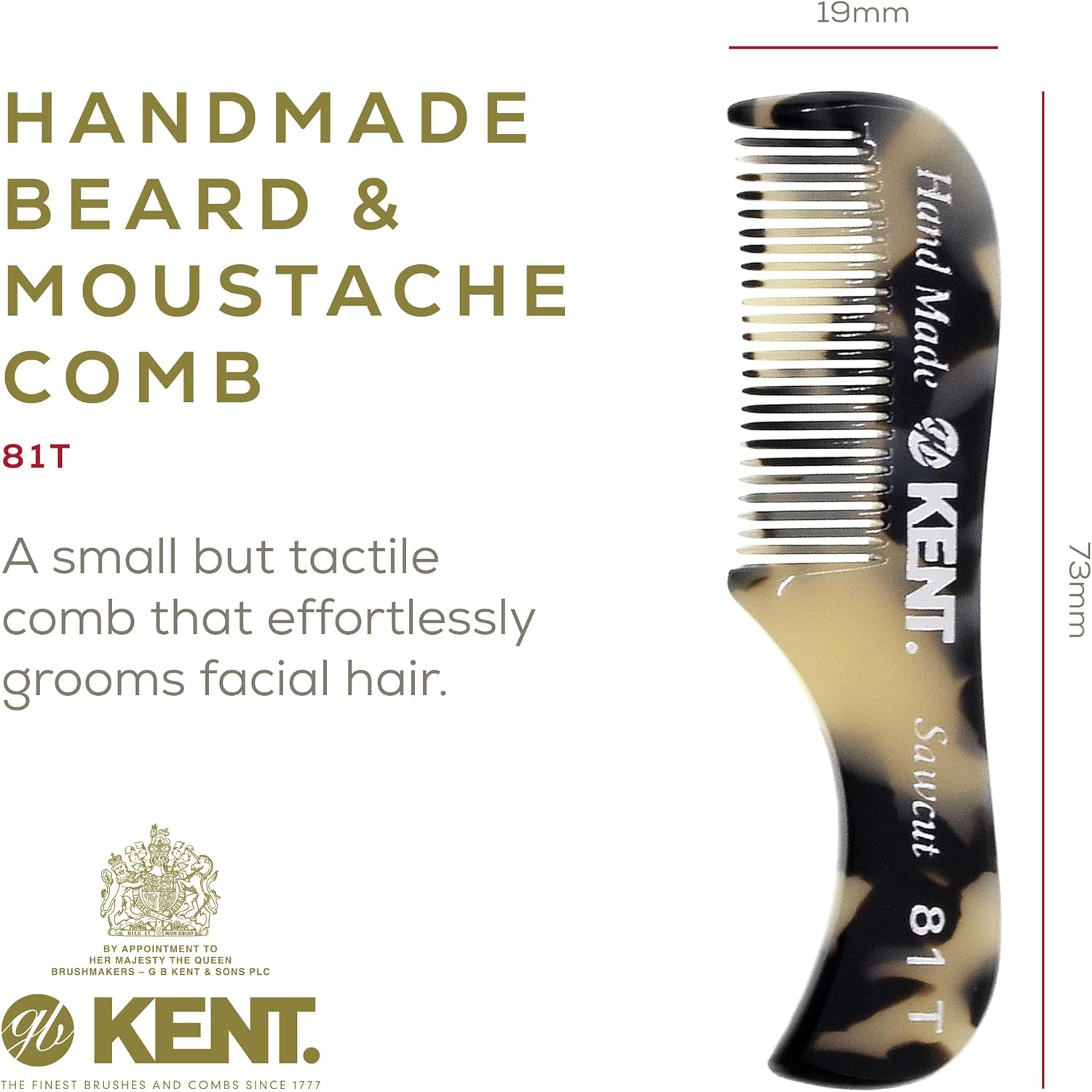 Kent Pocket Comb Set for Men - Beard & Mustache Comb Kit for Travel & Home Grooming image number 4