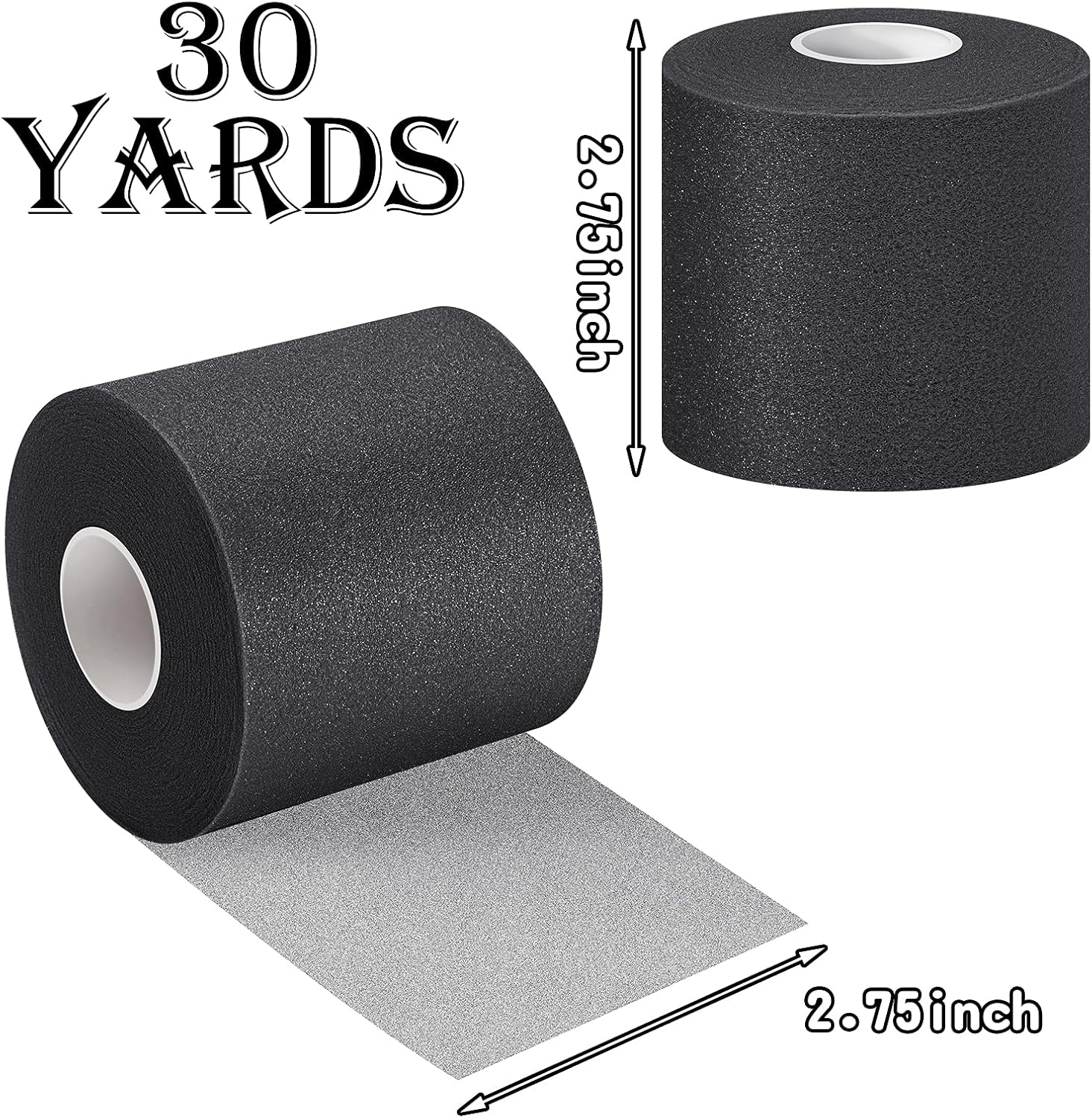 BBTO 3 Pieces Foam Underwrap Sports Pre-Wrap Athletic Tape, 2.75 Inch by 30 Yards (Black) - Black, Blue image number 7