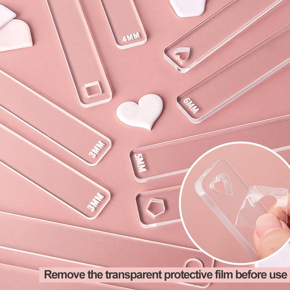 5-Pair Polymer Clay Rolling Pin Guides - 2/3/4/5/6Mm Depth Guide for Dough Thickness