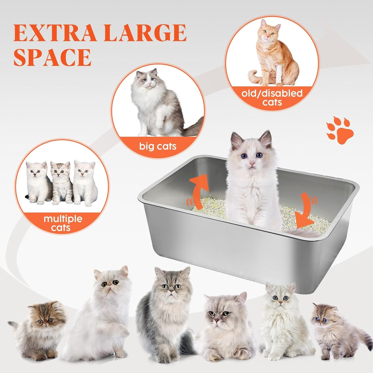 Pet Scene 2In1 Cat Litter Box Cat Enclosed Potty Pan Semi Covered Toilet Modular Tray High Sided Furniture, with ABS Lid Carbon Filters image number 4