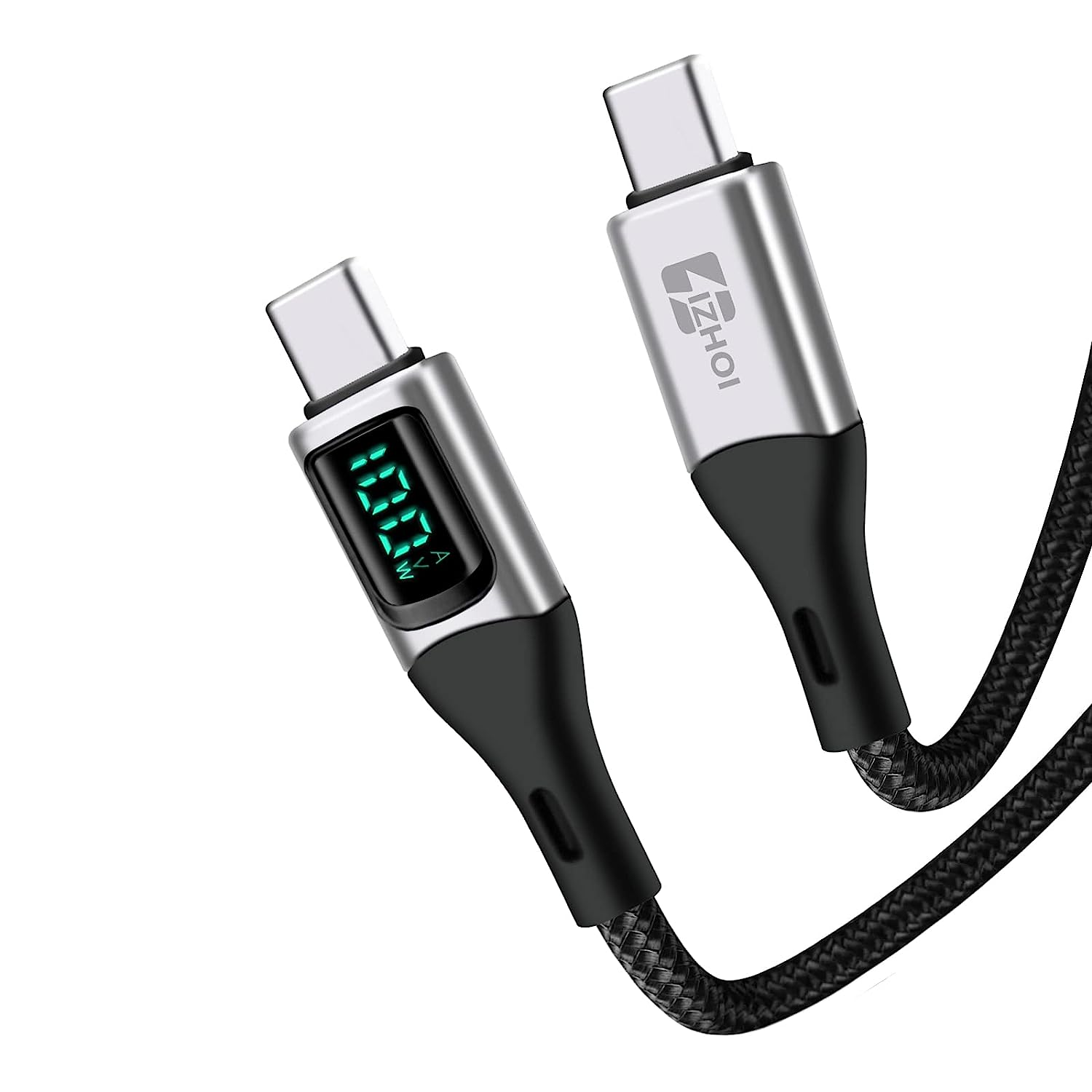 USB C Cable Display Watt USB C to USB C 100W Type C Cable Braided PD Fast Charging Cord Compatible with Galaxy S22 S21 Note 20 Mcabook Huawei Matebook USB C Devices (2M,Silver) image number 3