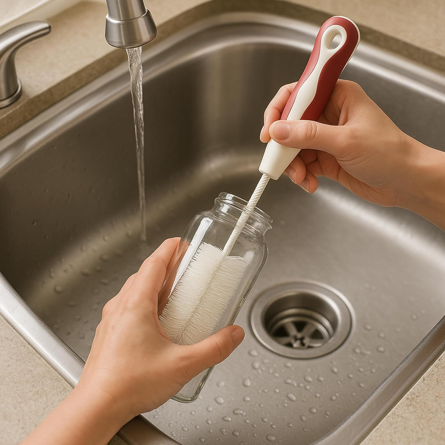 Bottle Brush 3 Pack Long Handle Soft Nylon Bristle Cleaning Tool for Bottles Jars Glass Baby Items image number 1