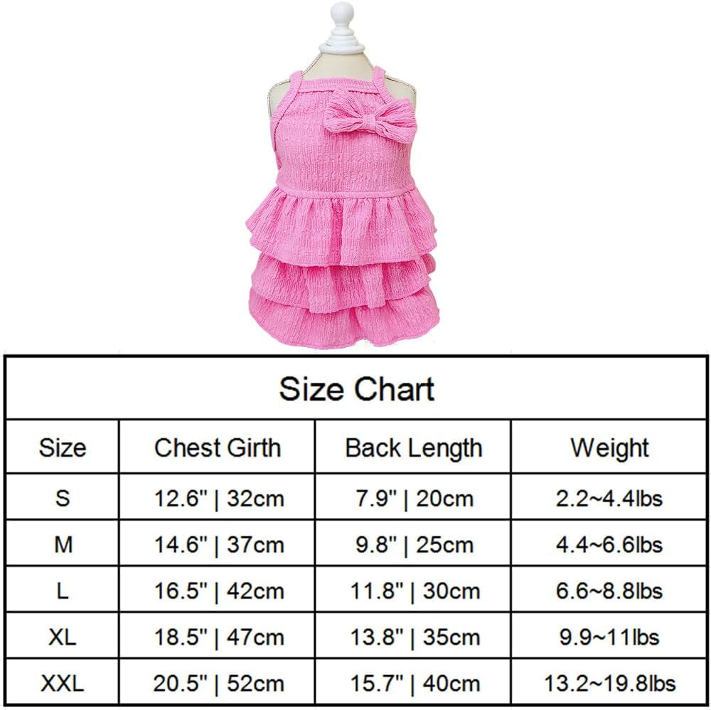Cat Dresses for Cats, Pink Dog Dress for Small Dogs with Ruffles Bow Decor, Cute Summer Girl Clothes, Sleeveless Tiered Layer Cake Dress, Chihuahua Yorkie Outfit (Pink, M) image number 4