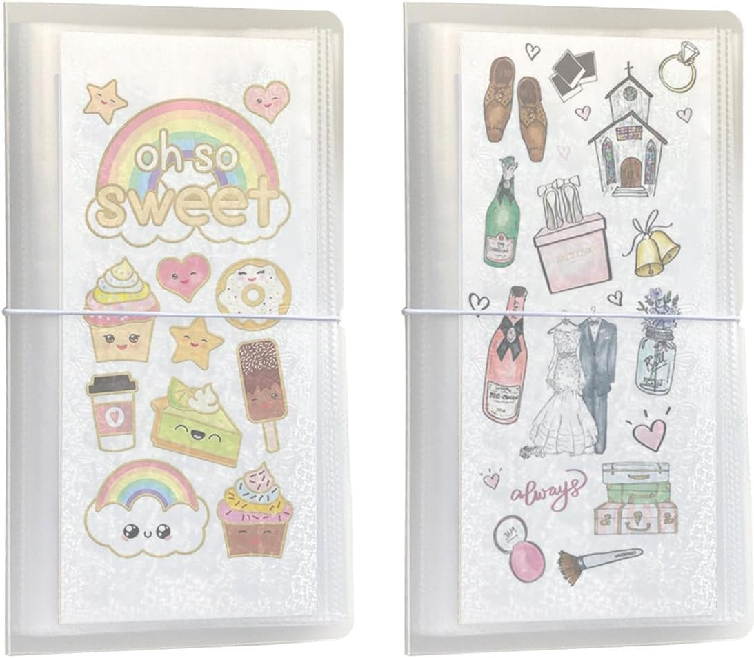 2PCS Large Sticker Storage Book, Betterjonny Clear Sticker Storage Album Sticker Organization Collecting Book for Planner Scrapbook Stickers Organizer Binder 100 Page, 4.8 X 9.7 Inch image number 5