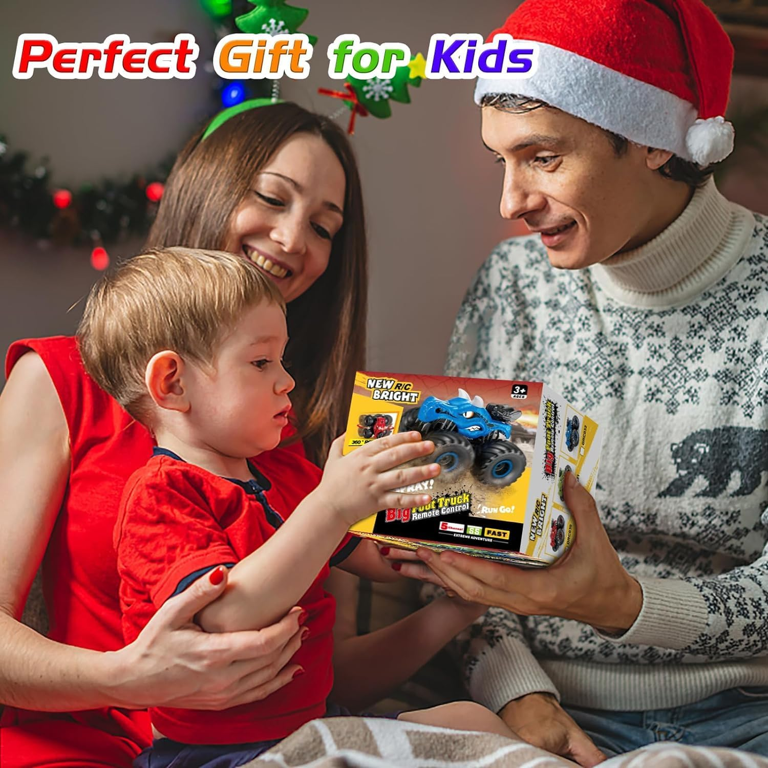 Remote Control Dinosaur Car, 2.4Ghz RC Monster Trucks for Boys with Spray, Light & Sound, All Terrain RC Cars with 2 Batteries, Dinosaur Toys for Kids 3 4 5 6 7 8, Christmas Birthday Gift (Blue) image number 6