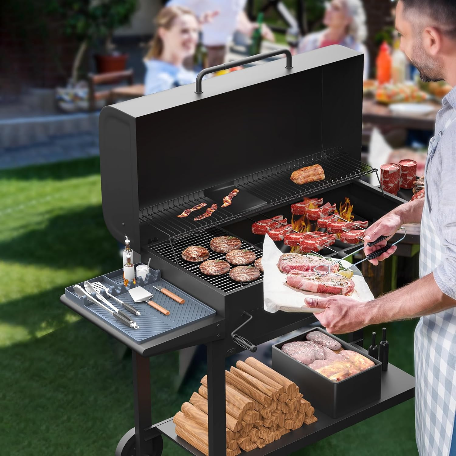 Silicone Griddle Tools Mat for Blackstone, Griddle Accessories Side Shelf Mat Grill Pad with Drip Pad (Grey) image number 4