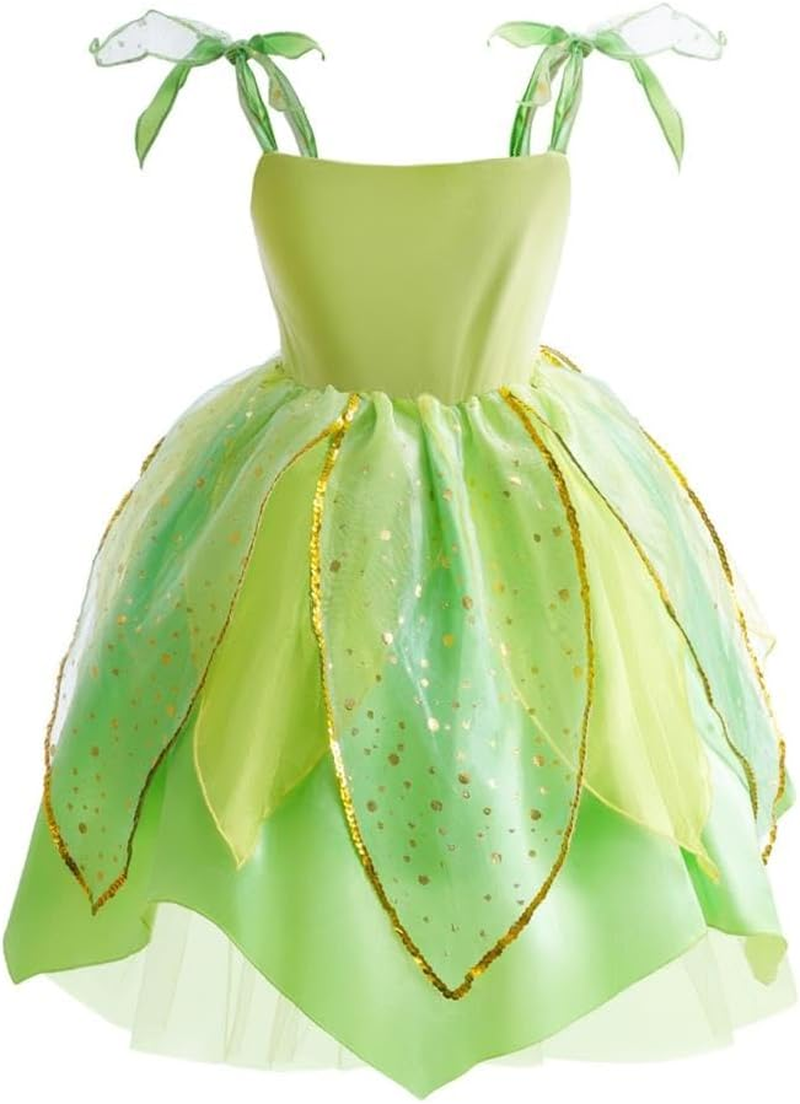 Dressy Daisy Green Fancy Fairy Halloween Costume Birthday Party Dress up with Butterfly Wings for Toddler Girls Size 1 to 14 image number 2