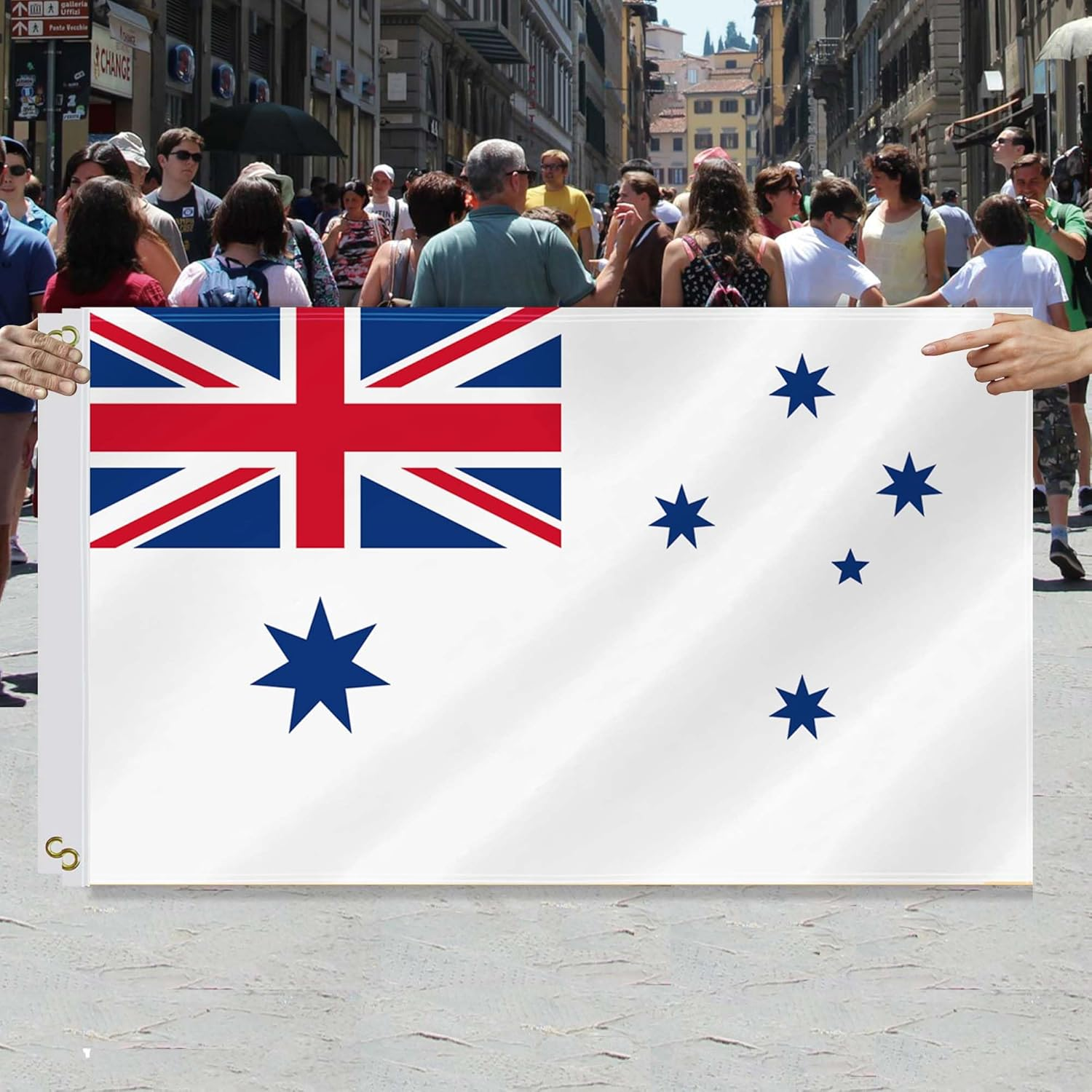 3&times;5 FT Australian White Ensign Navy Force Flag,Large Australian Naval National Decor,Double Side Digital Printed 150D Polyester Banner with Canvas Header Brass Grommet image number 1