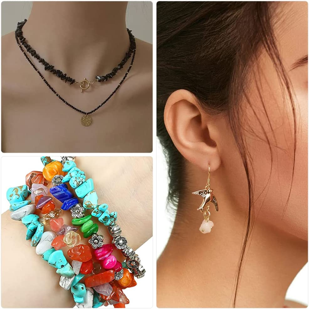 1150Pcs Crystal Jewellery Making Kit, 18 Colors Chip Gemstone Beads, with Irregular Natural Stone, Jewellery Wire, Pliers and Box, for DIY for Earring Necklace Bracelet Making image number 6