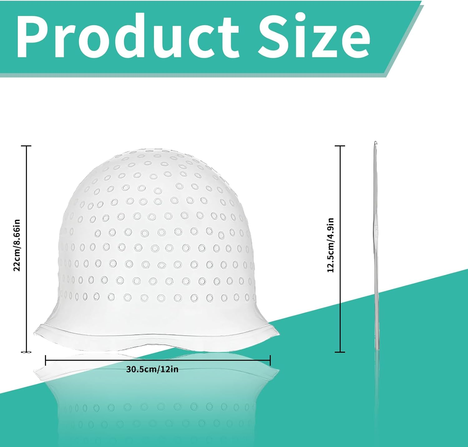 Silicone Hair Weft Cap, Hair Net Strands Hood with Holes, Reusable Hair Hairdresser Hair Colour, High Gloss Strands Set for Professional Salon and Home Hair Dyeing (White) image number 1