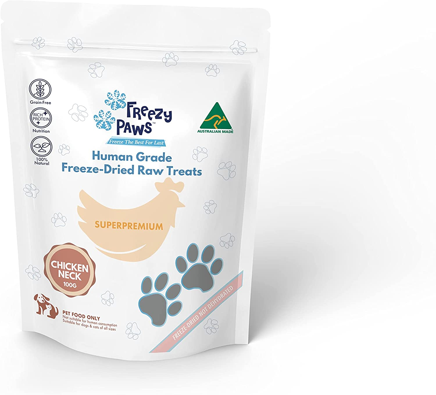 FREEZY Paws Freeze Dried Chicken Neck Treats 100G image number 2