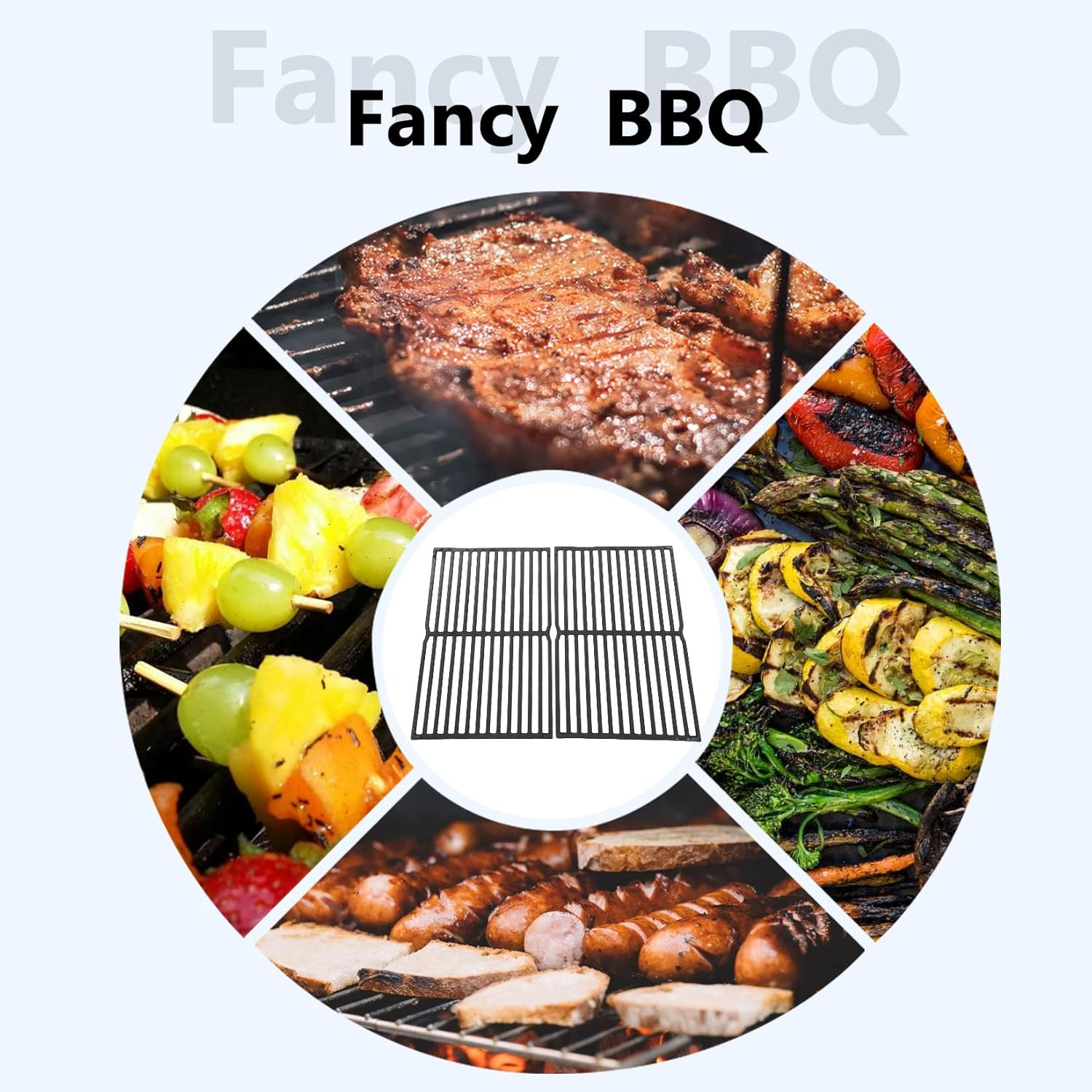 Gassaf 15" Cooking Grate for Weber Spirit 200 Series,Spirit E200, S200, S210, E210, Spirit 500, Genesis Silver A, 2-Pack Cast Iron Grill Grid Grate for Weber 7521,7522,7523,65904,65905 image number 6