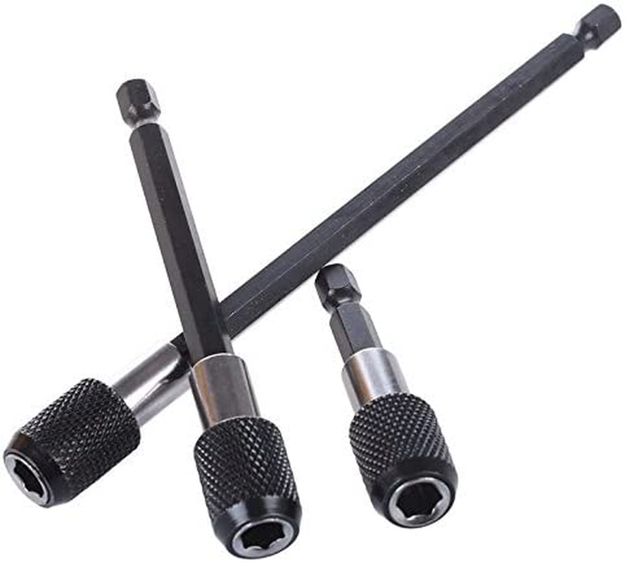 QISF Extension Bar Hex Shank Socket Adapter Drill Bit, 3Pcs Impact Socket Square Nut Driver Bit + 3Pcs 1/4 Hex Shank Screwdriver Bit Holder + 1Pcs 1/4 Hex 105 Degree Right Angle Drill Attachment image number 2