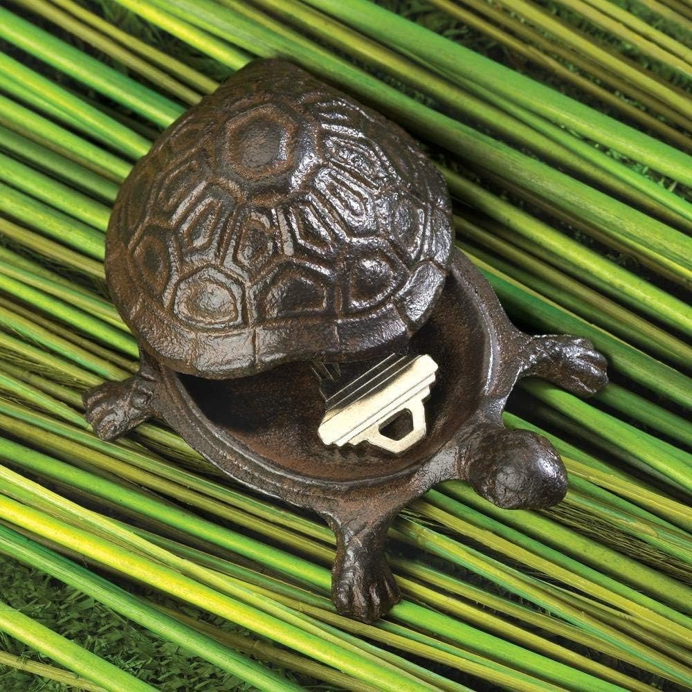 Gifts & Decor Garden Decoration Turtle Cast Iron Key Hider Stone image number 3