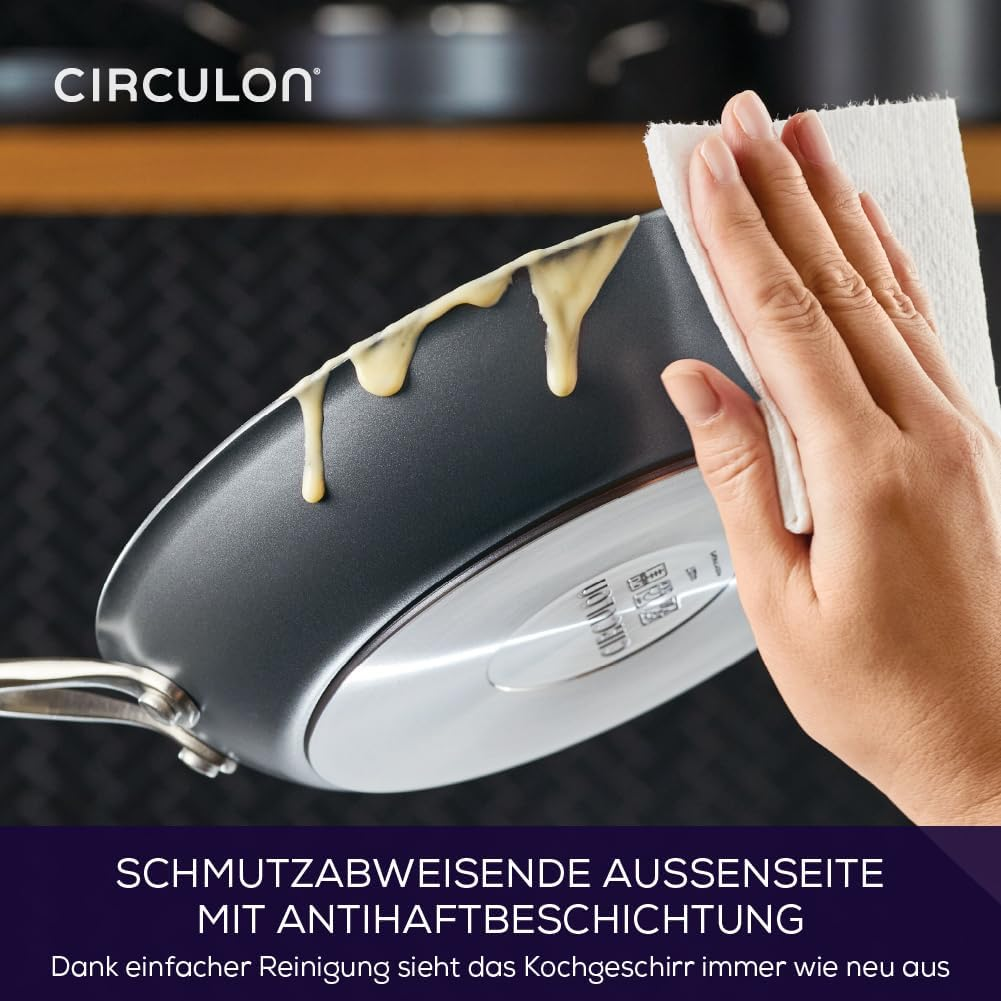 Circulon Scratch Defense Non-Stick Frying Pan Set, Induction Frying Pans with Extreme Non Stick, 21 Cm & 25 Cm, Dishwasher and Oven-Safe Cookware, Grey image number 5